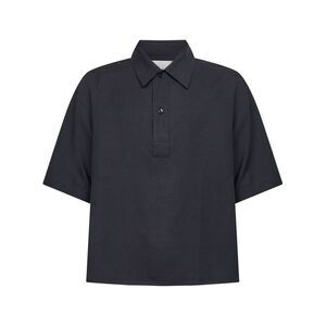Studio Nicholson Men Darkest Navy Viscose And Linen Lemmer Shirt-Like Polo Shirt